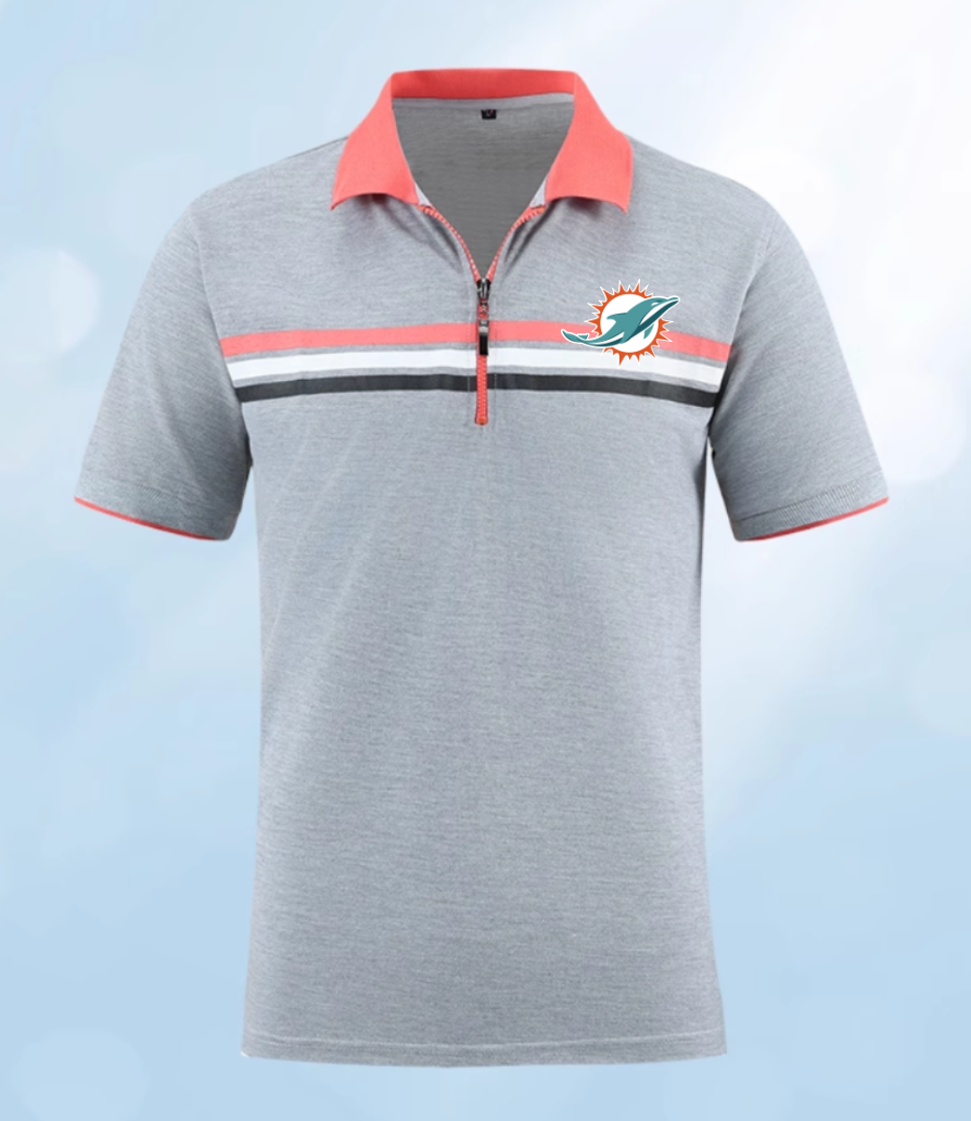 Miami Dolphins grey Men 2025 NFL polo T shirt